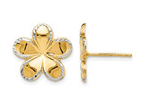 14K Yellow and White Gold Flower Post Earrings
